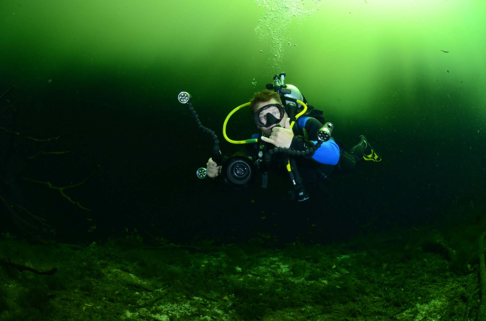 Scuba diver exploring underwater environment