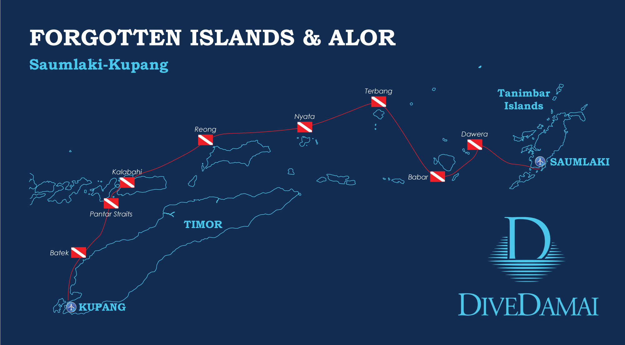 Map of Forgotten Islands diving route.